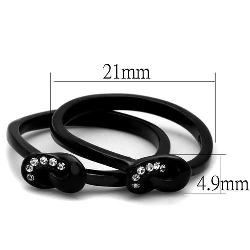 IP Black(Ion Plating) Stainless Steel Ring with Top Grade Crystal in Clear