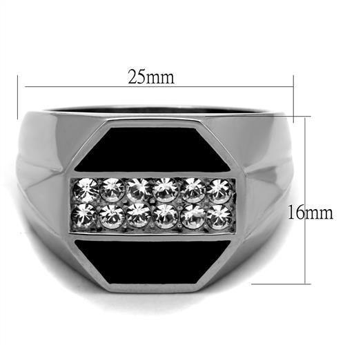 High polished (no plating) Stainless Steel Ring with Top Grade Crystal in Clear