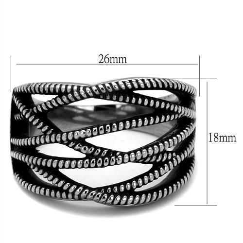 High polished (no plating) Stainless Steel Ring with Epoxy in Jet