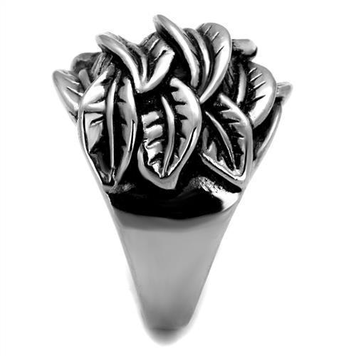 High polished (no plating) Stainless Steel Ring with Epoxy in Jet