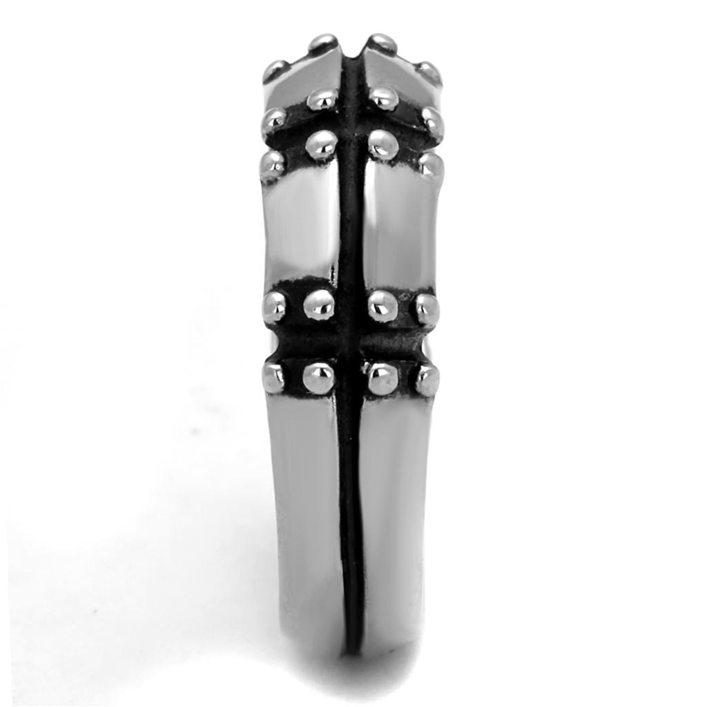 High polished (no plating) Stainless Steel Ring with Epoxy in Jet