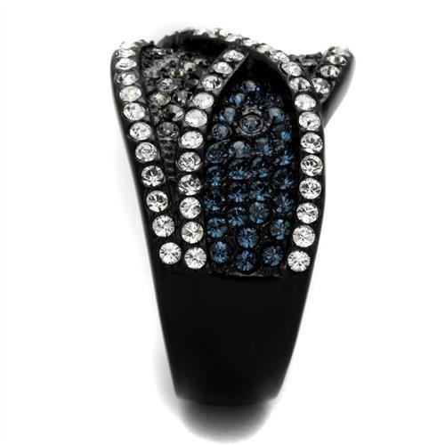 IP Black(Ion Plating) Stainless Steel Ring with Top Grade Crystal in Montana