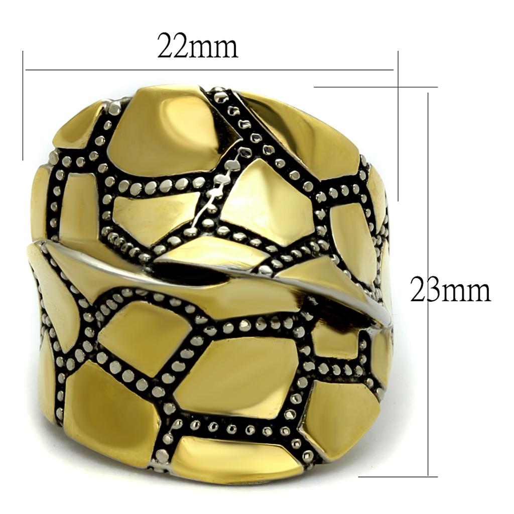 Two-Tone IP Gold (Ion Plating) Stainless Steel Ring with Epoxy in Jet