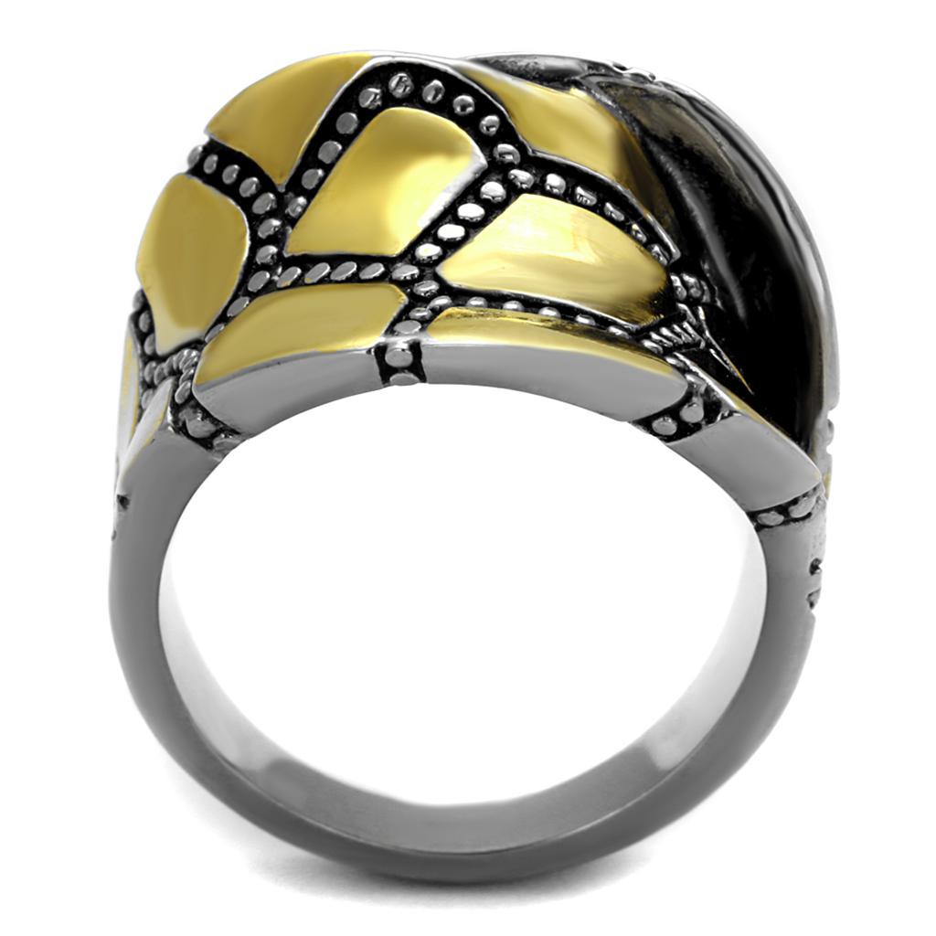 Two-Tone IP Gold (Ion Plating) Stainless Steel Ring with Epoxy in Jet