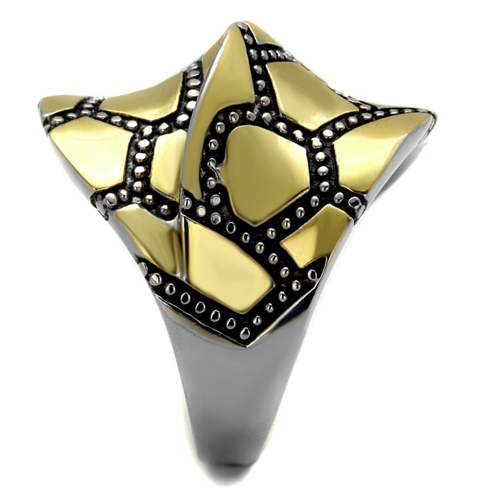 Two-Tone IP Gold (Ion Plating) Stainless Steel Ring with Epoxy in Jet