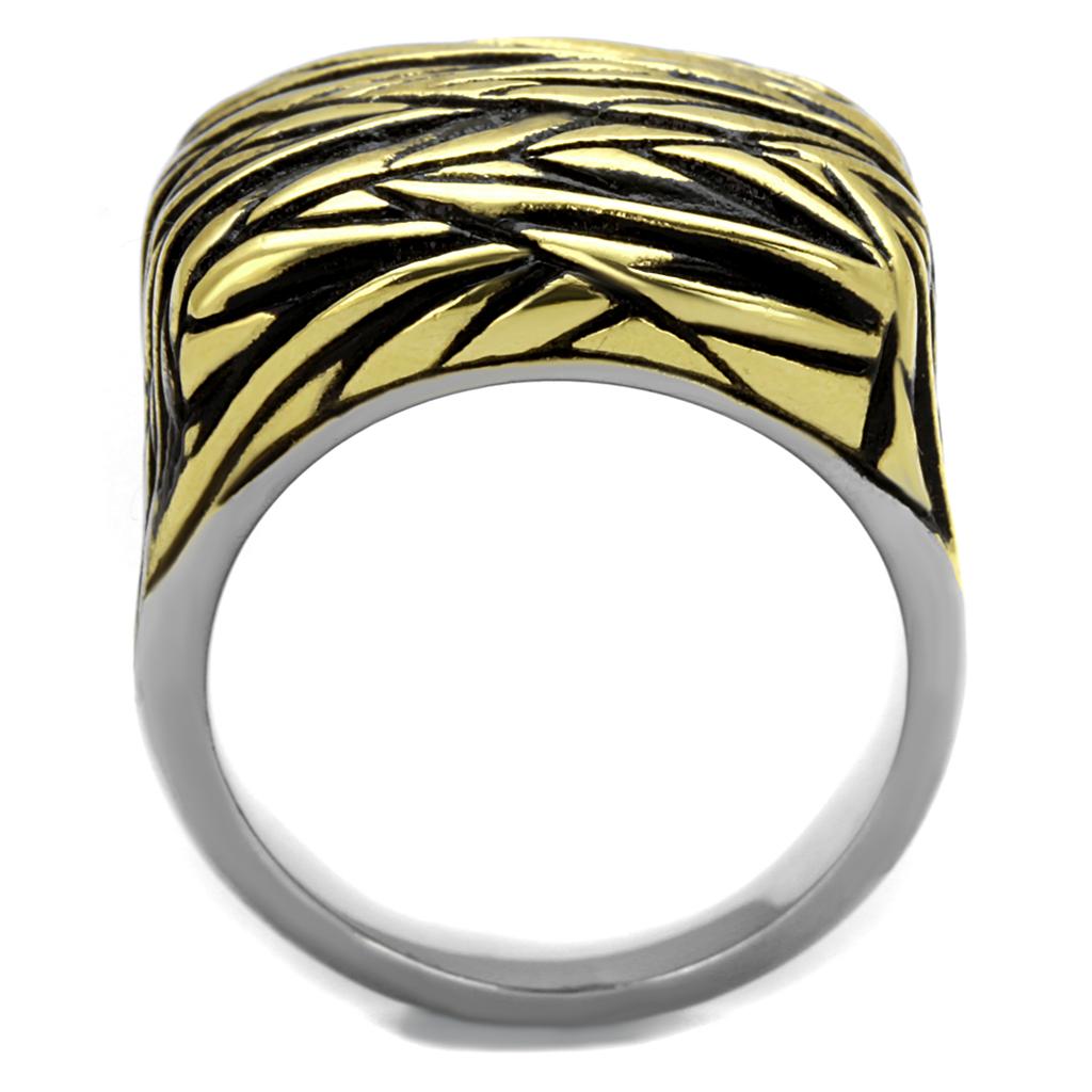 Two-Tone IP Gold (Ion Plating) Stainless Steel Ring with Epoxy in Jet