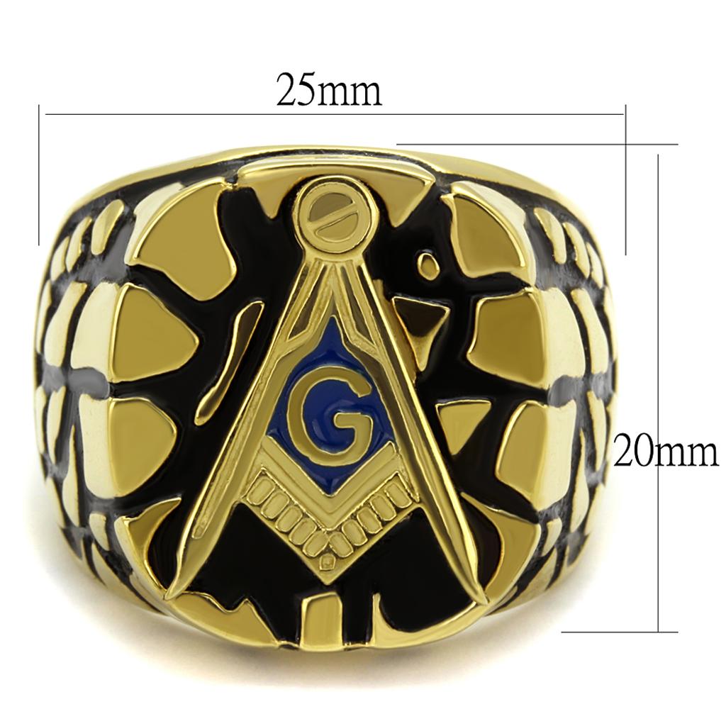 IP Gold(Ion Plating) Stainless Steel Ring with Epoxy in Capri Blue