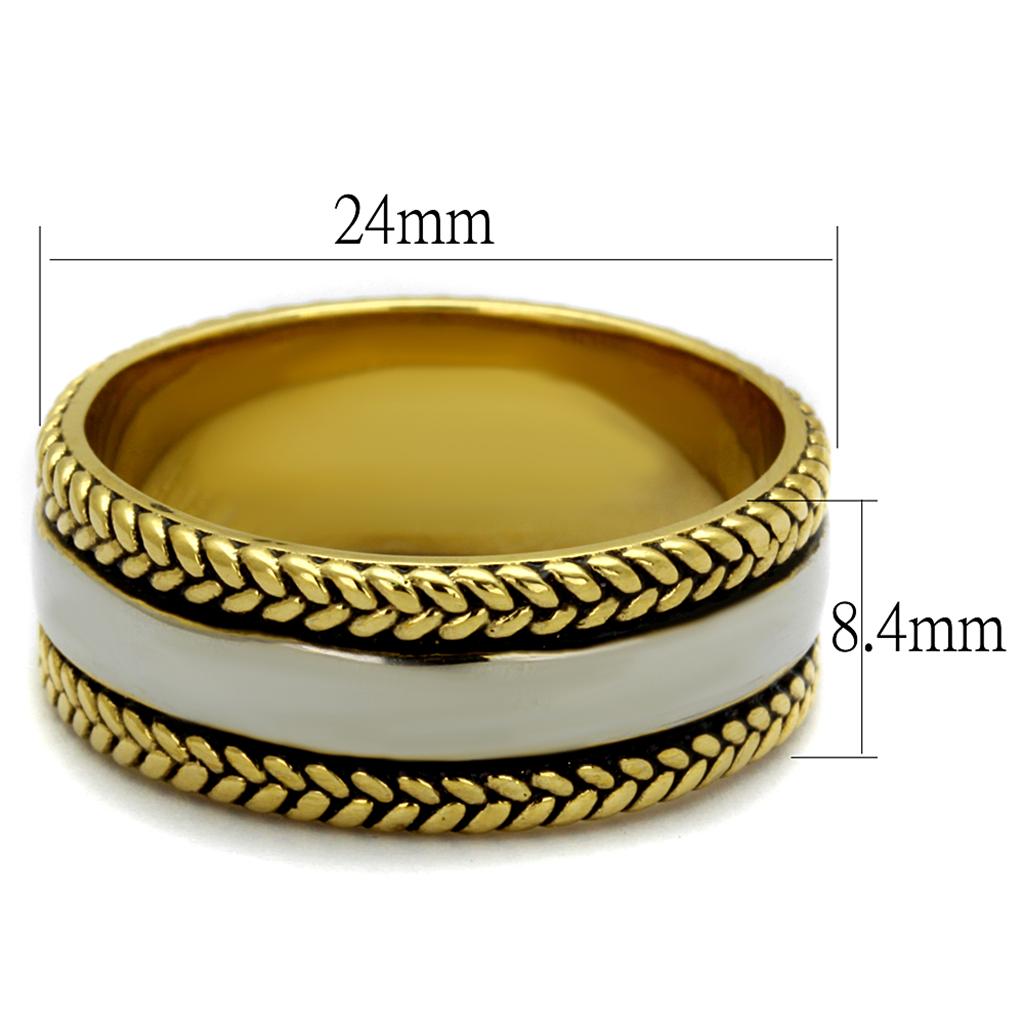 Two-Tone IP Gold (Ion Plating) Stainless Steel Ring with Epoxy in Jet