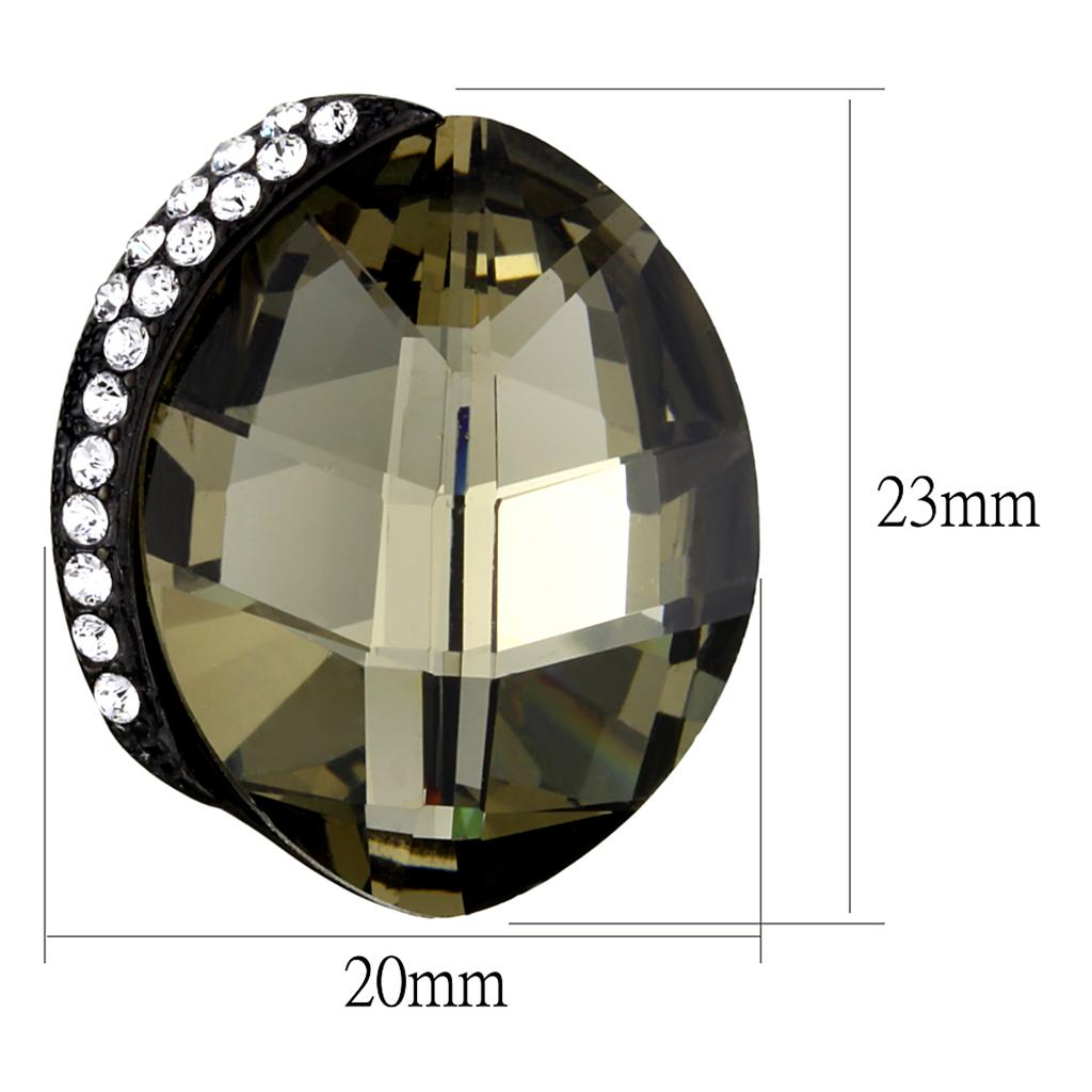 IP Black(Ion Plating) Stainless Steel Earrings with Top Grade Crystal in Black Diamond