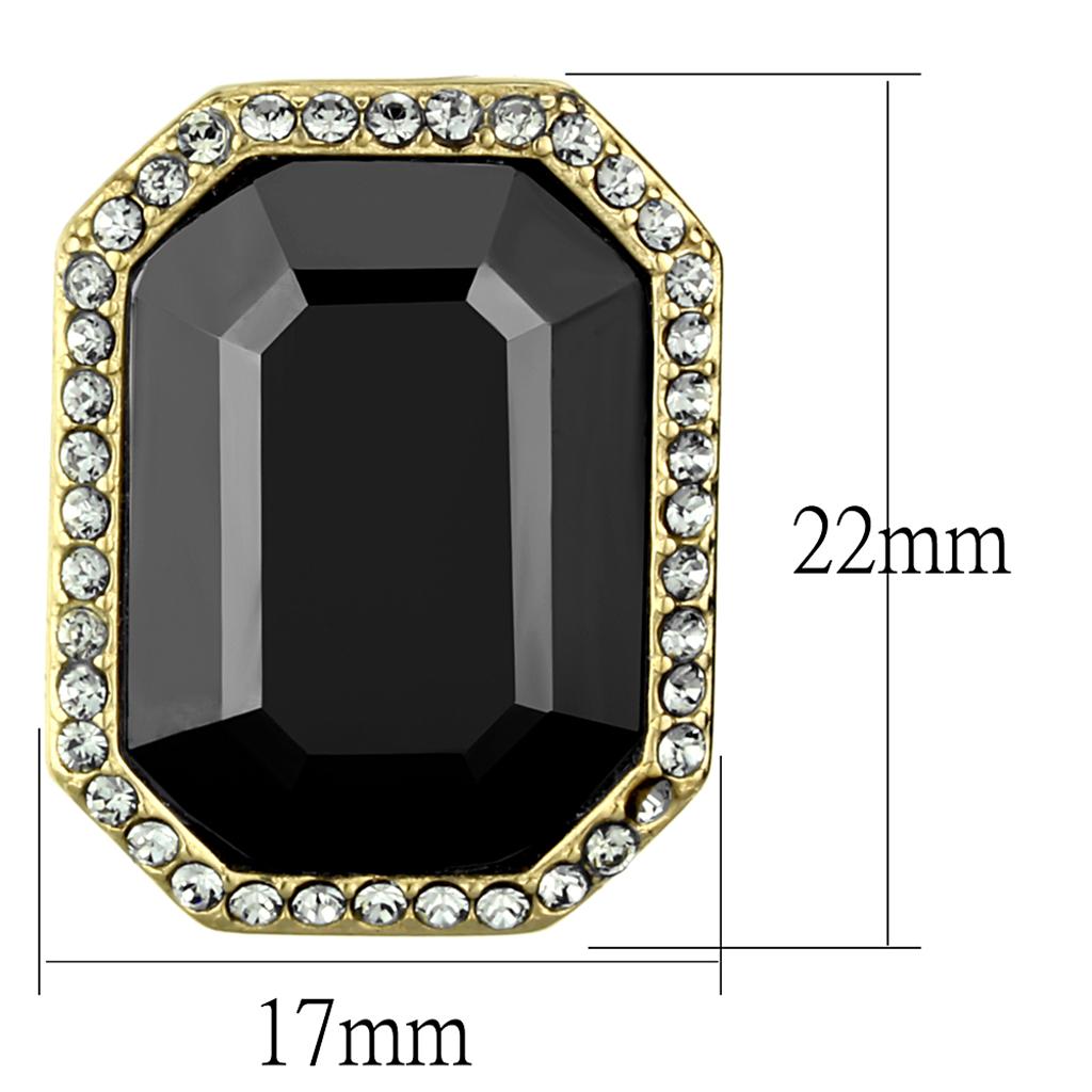 IP Gold(Ion Plating) Stainless Steel Earrings with Top Grade Crystal in Hematite