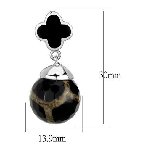 High polished (no plating) Stainless Steel Earrings with Synthetic Onyx in Multi Color