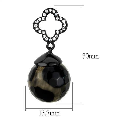 IP Black(Ion Plating) Stainless Steel Earrings with Synthetic Onyx in Multi Color