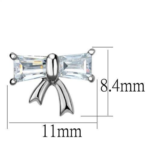 High polished (no plating) Stainless Steel Earrings with AAA Grade CZ in Clear