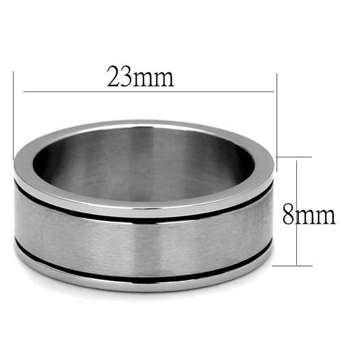 High polished (no plating) Stainless Steel Ring with Epoxy in Jet