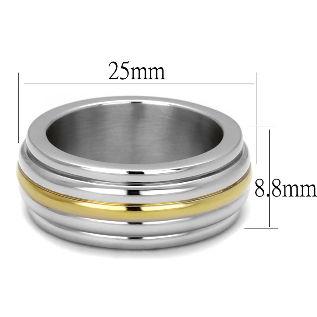 Two-Tone IP Gold (Ion Plating) Stainless Steel Ring with No Stone