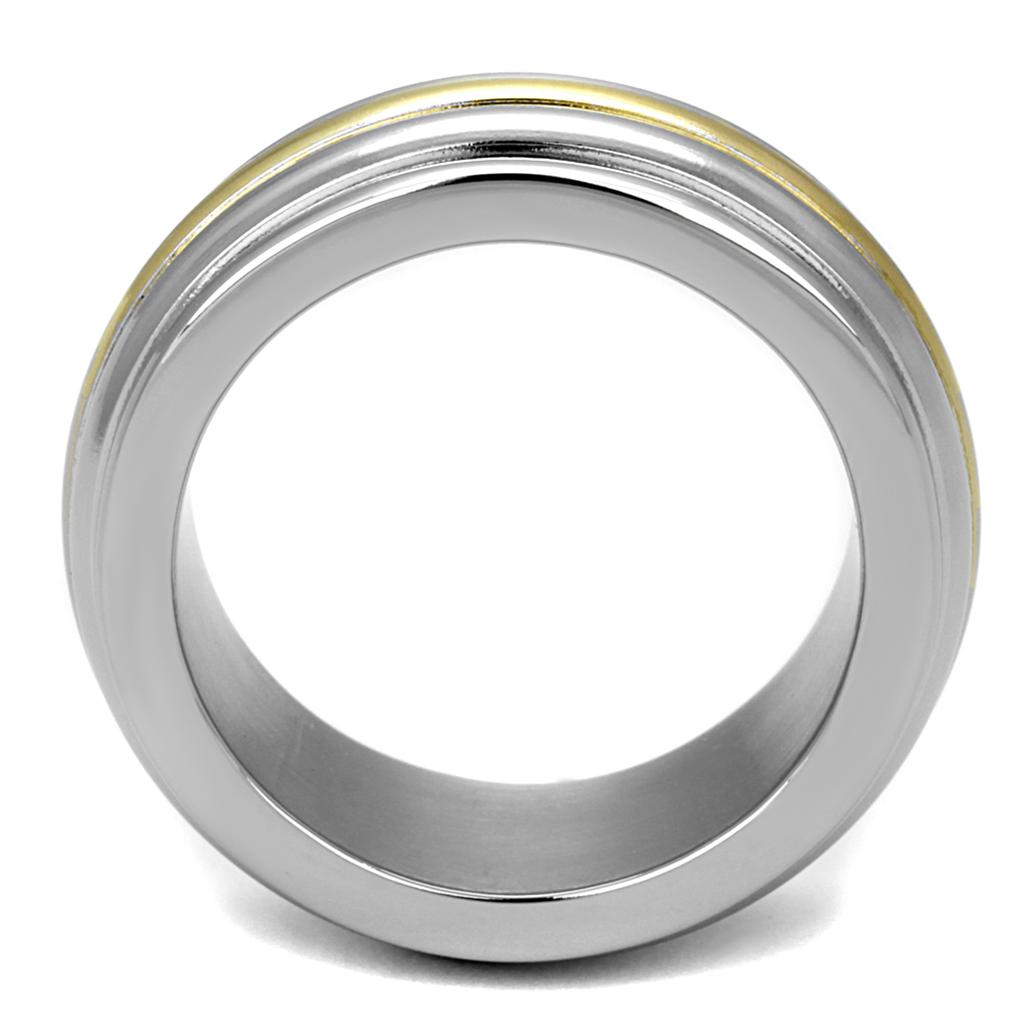 Two-Tone IP Gold (Ion Plating) Stainless Steel Ring with No Stone