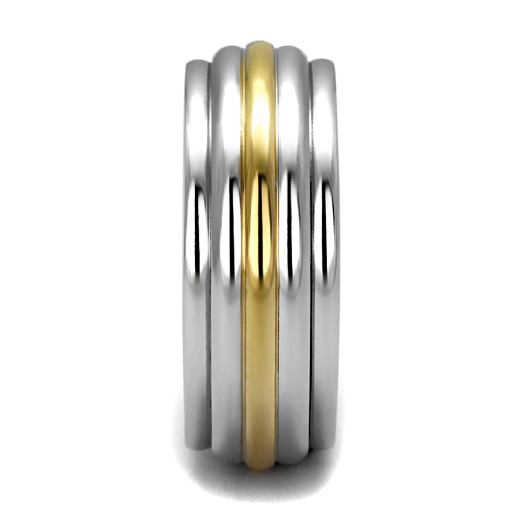 Two-Tone IP Gold (Ion Plating) Stainless Steel Ring with No Stone