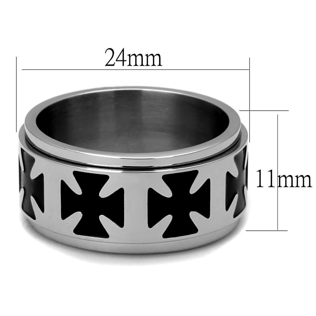 High polished (no plating) Stainless Steel Ring with Epoxy in Jet
