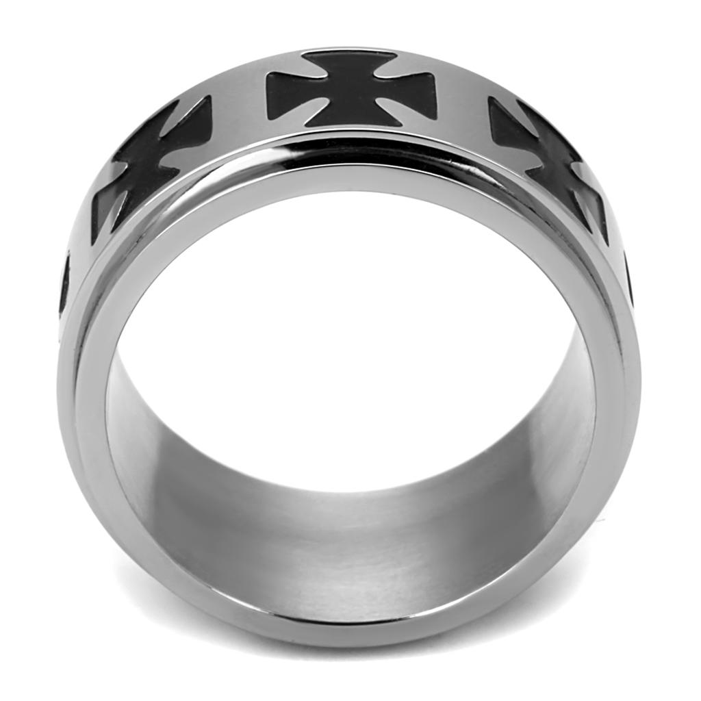High polished (no plating) Stainless Steel Ring with Epoxy in Jet