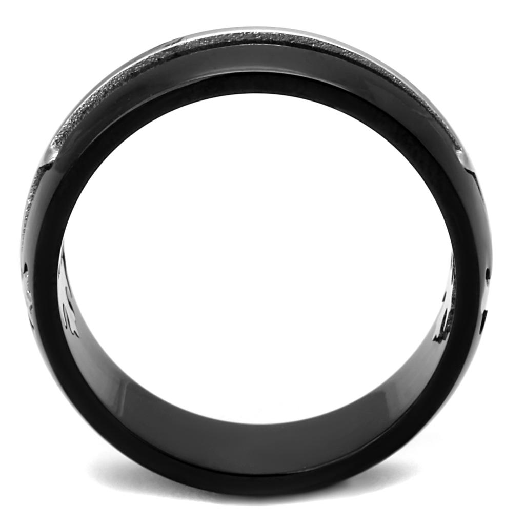 Two-Tone IP Black Stainless Steel Ring with No Stone
