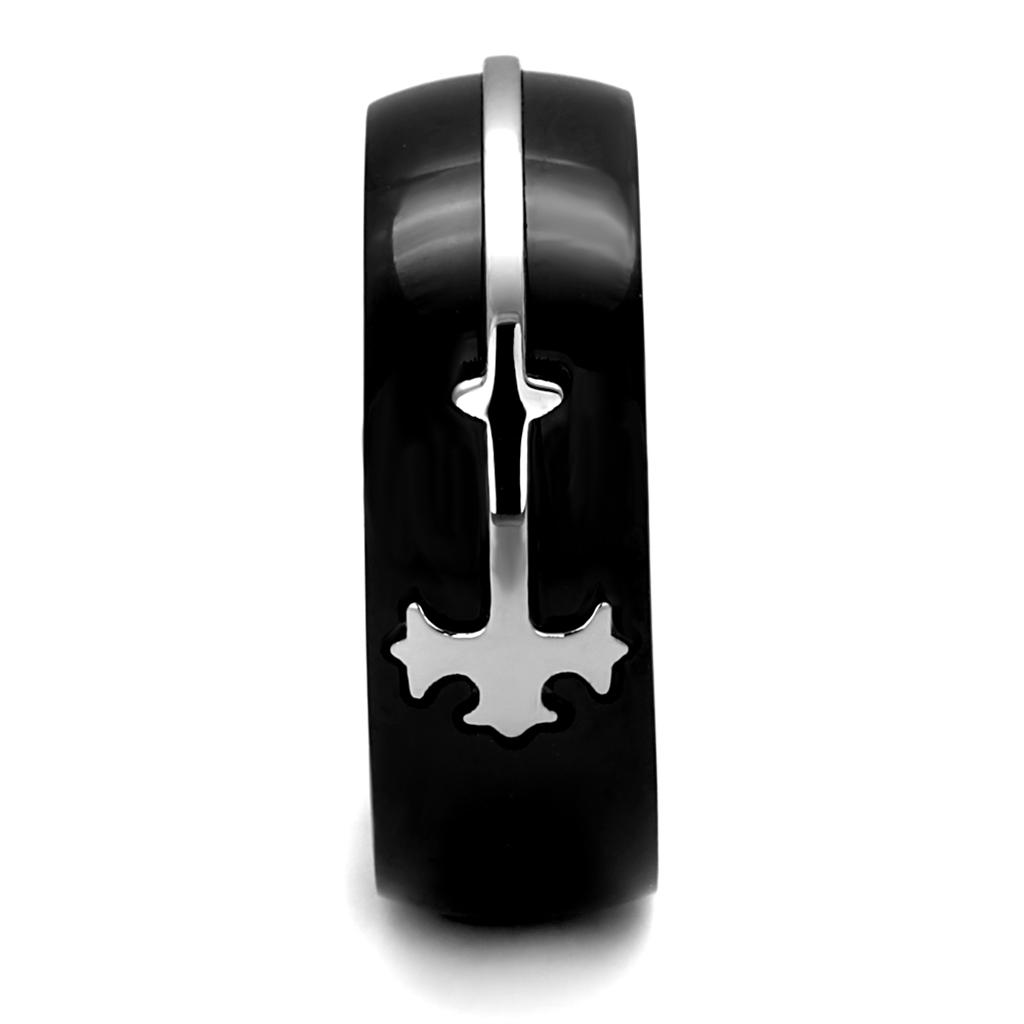 Two-Tone IP Black Stainless Steel Ring with No Stone