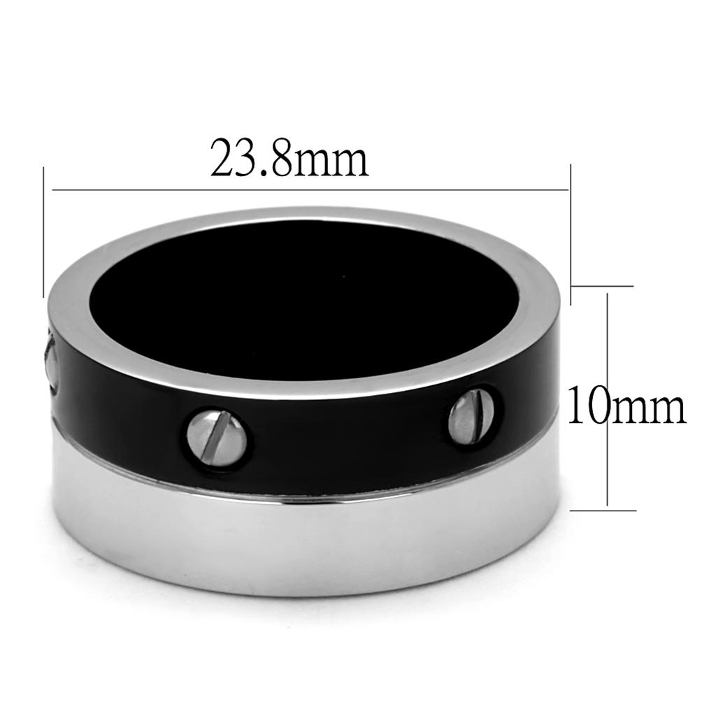 Two-Tone IP Black (Ion Plating) Stainless Steel Ring with No Stone
