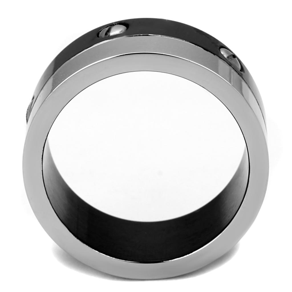 Two-Tone IP Black (Ion Plating) Stainless Steel Ring with No Stone
