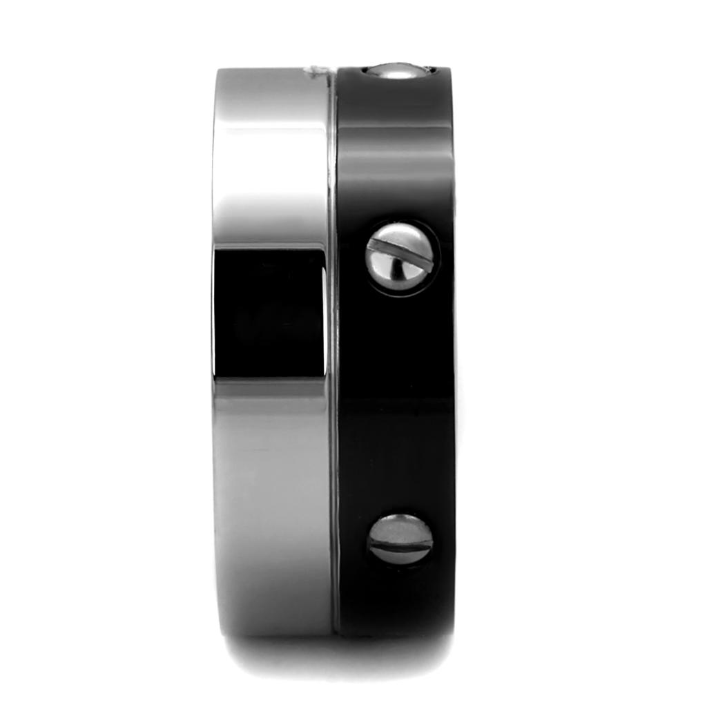 Two-Tone IP Black (Ion Plating) Stainless Steel Ring with No Stone