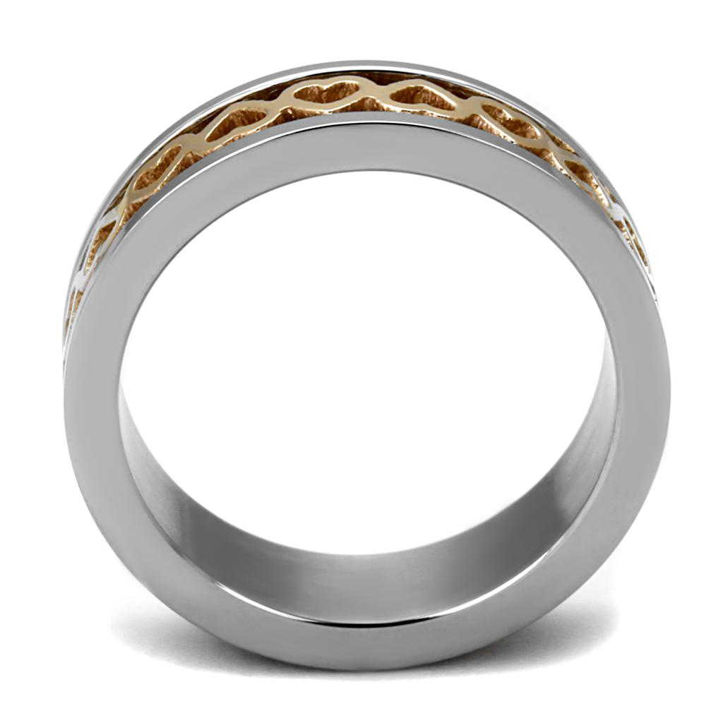 Two-Tone IP Rose Gold Stainless Steel Ring with No Stone