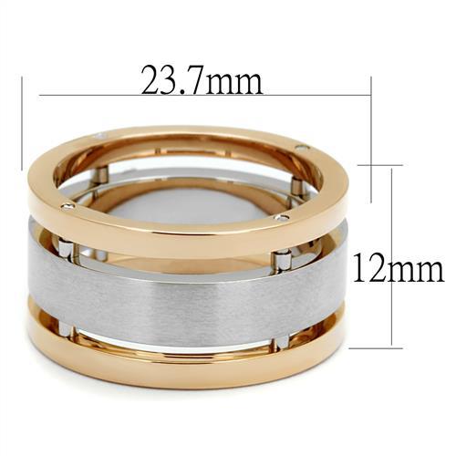 Two-Tone IP Rose Gold Stainless Steel Ring with No Stone