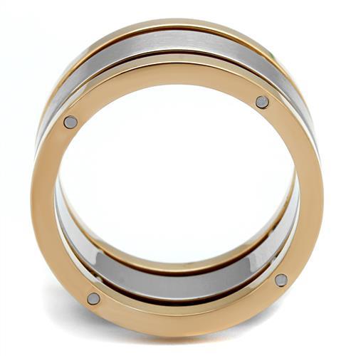 Two-Tone IP Rose Gold Stainless Steel Ring with No Stone
