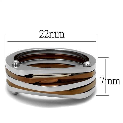 Two Tone IP Light Brown (IP Light coffee) Stainless Steel Ring with No Stone