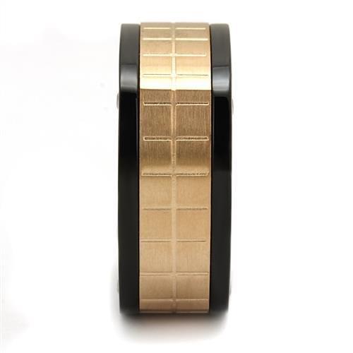Three Tone (IP Rose Gold & IP Black & High Polished) Stainless Steel Ring with No Stone