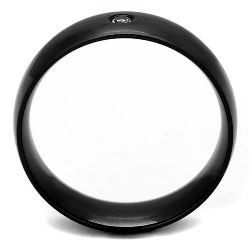 IP Black(Ion Plating) Stainless Steel Ring with AAA Grade CZ in Clear