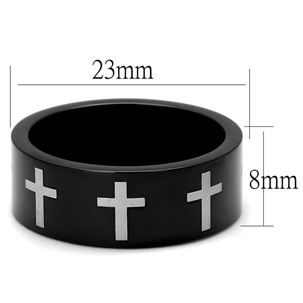 Two-Tone IP Black (Ion Plating) Stainless Steel Ring with No Stone