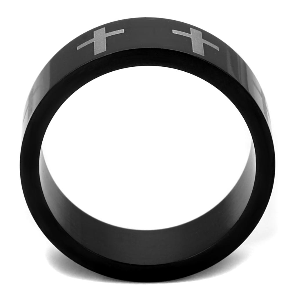 Two-Tone IP Black (Ion Plating) Stainless Steel Ring with No Stone