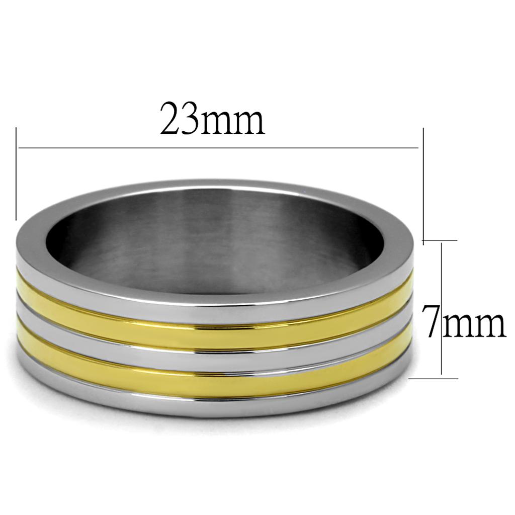 Two-Tone IP Gold (Ion Plating) Stainless Steel Ring with No Stone