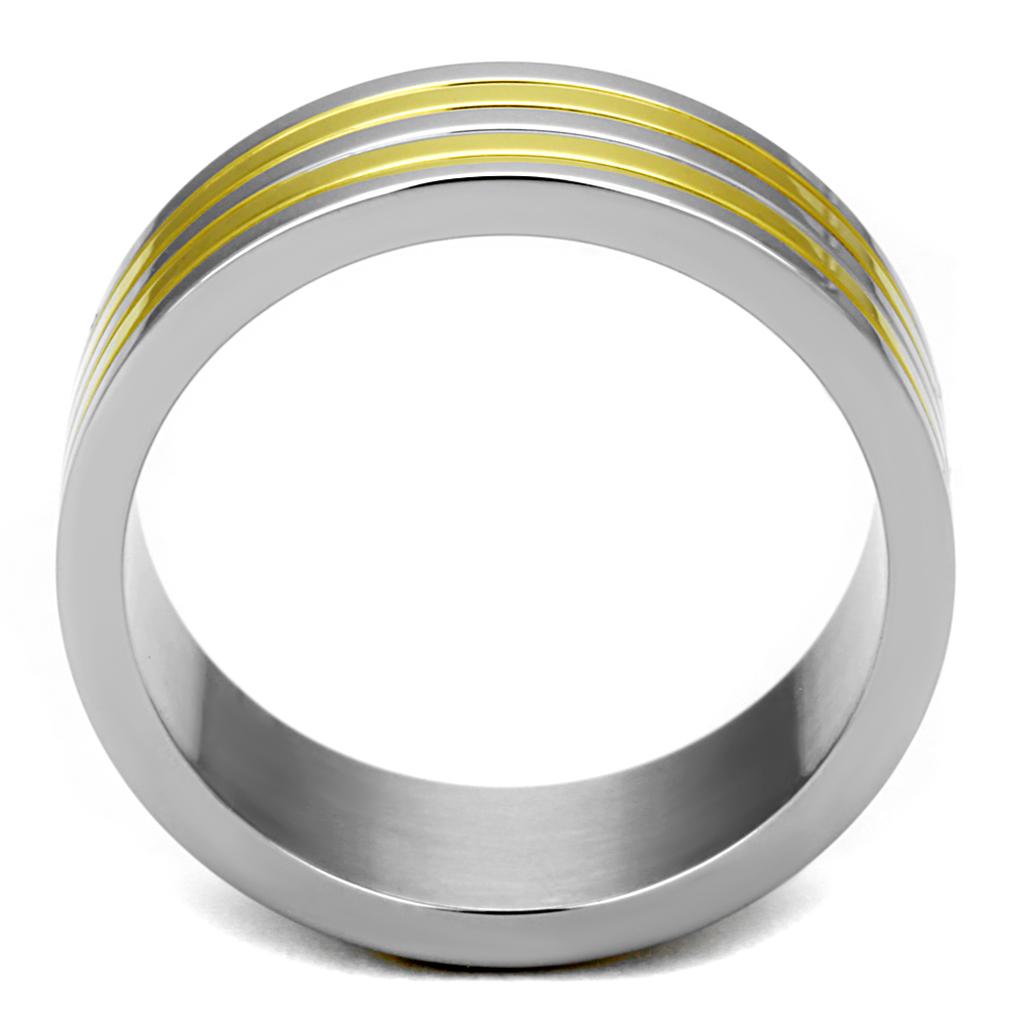 Two-Tone IP Gold (Ion Plating) Stainless Steel Ring with No Stone