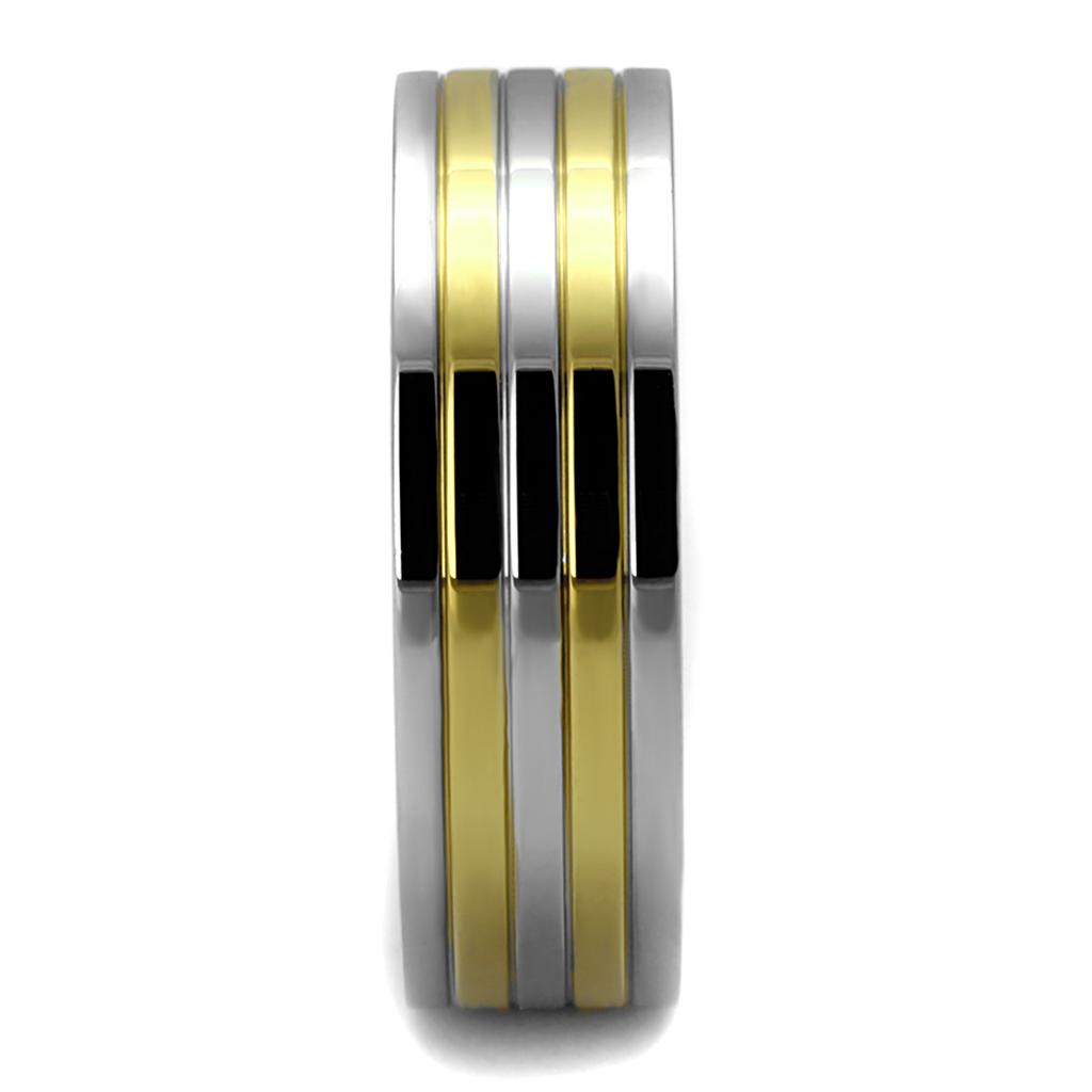 Two-Tone IP Gold (Ion Plating) Stainless Steel Ring with No Stone