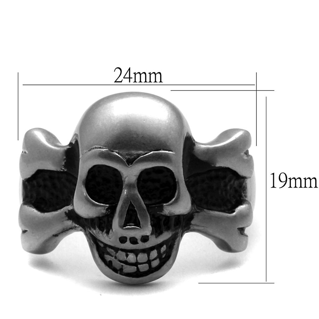 Antique Silver Stainless Steel Ring with Epoxy in Jet