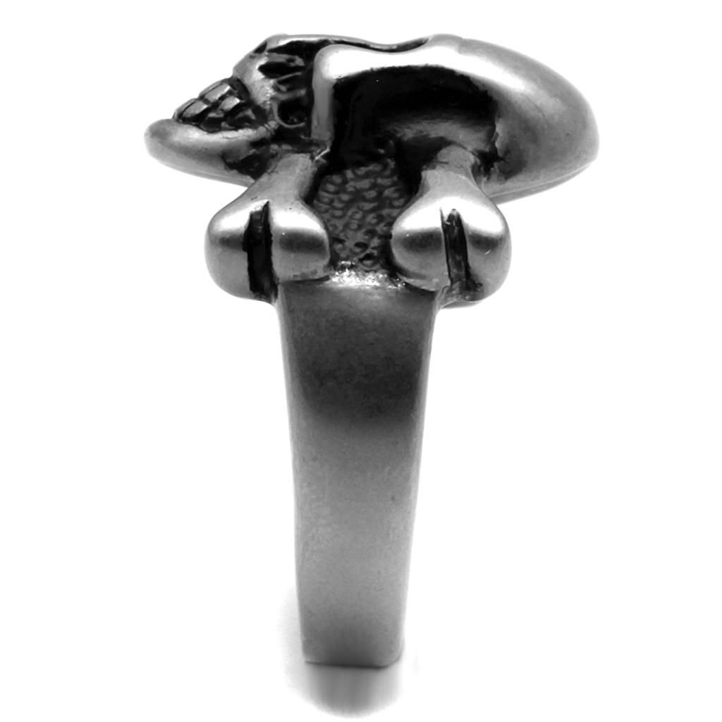 Antique Silver Stainless Steel Ring with Epoxy in Jet