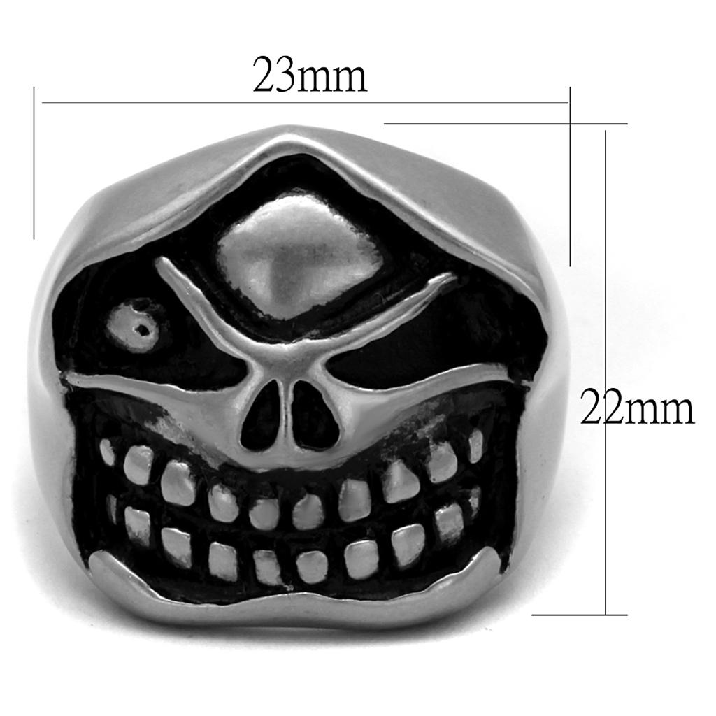 Antique Silver Stainless Steel Ring with Epoxy in Jet