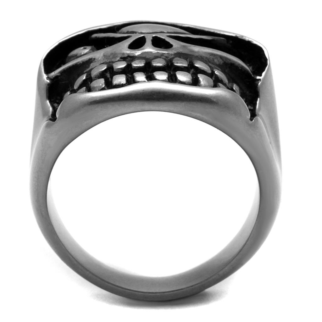 Antique Silver Stainless Steel Ring with Epoxy in Jet