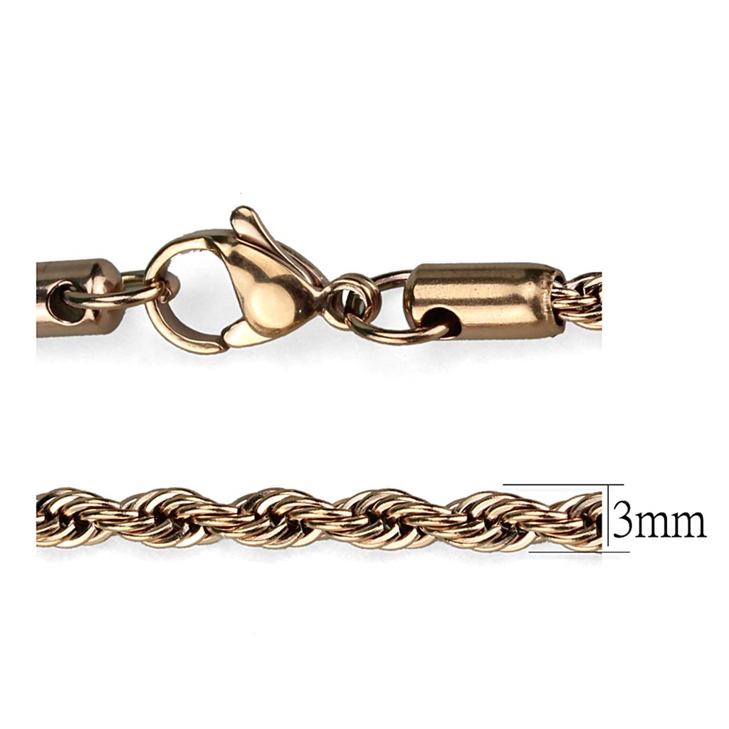 IP Rose Gold(Ion Plating) Stainless Steel Chain with No Stone
