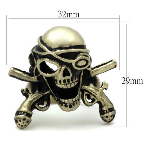 IP Antique Copper Stainless Steel Ring with Epoxy  in Jet