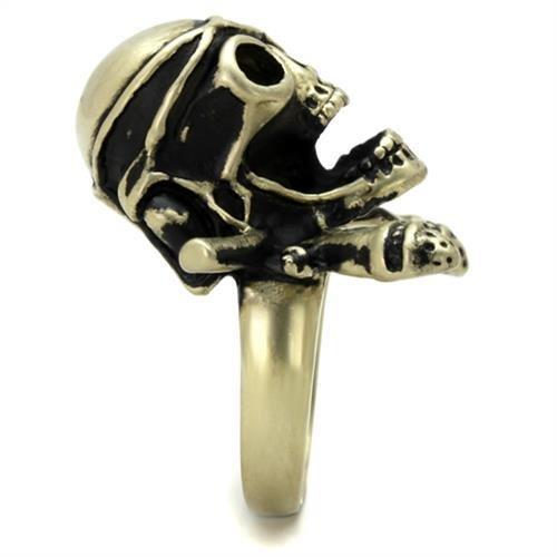 IP Antique Copper Stainless Steel Ring with Epoxy  in Jet