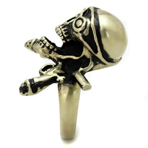 IP Antique Copper Stainless Steel Ring with Epoxy  in Jet