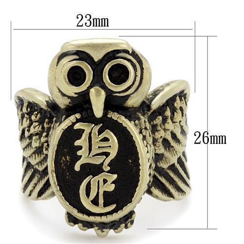 IP Antique Copper Stainless Steel Ring with Epoxy  in Jet