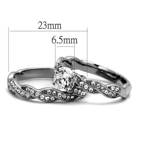 High polished (no plating) Stainless Steel Ring with AAA Grade CZ  in Clear