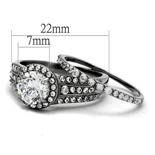 High polished (no plating) Stainless Steel Ring with AAA Grade CZ  in Clear